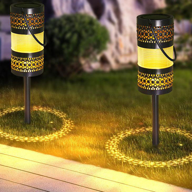 Outdoor Solar Hollow Cylinder Lantern Ground Insert LED Garden ...