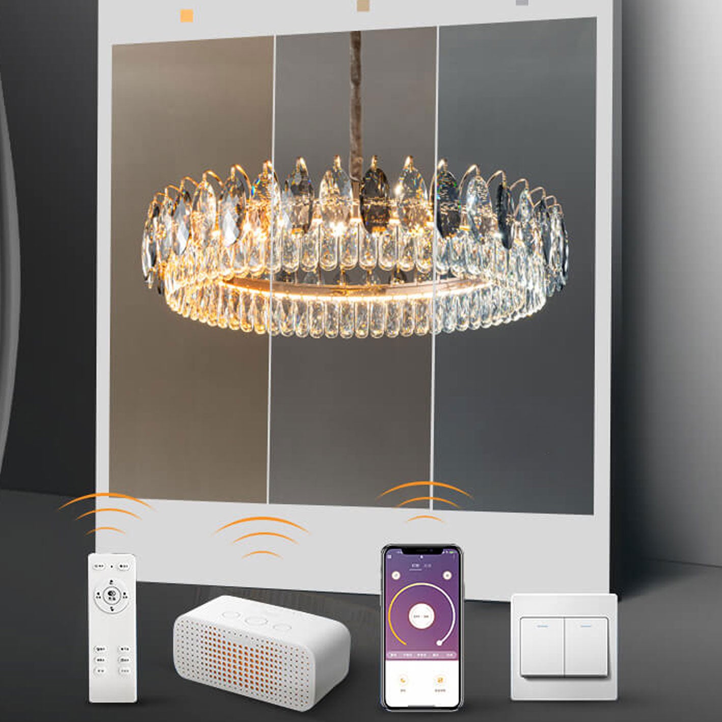 European Light Luxury Round Crystal LED Chandelier