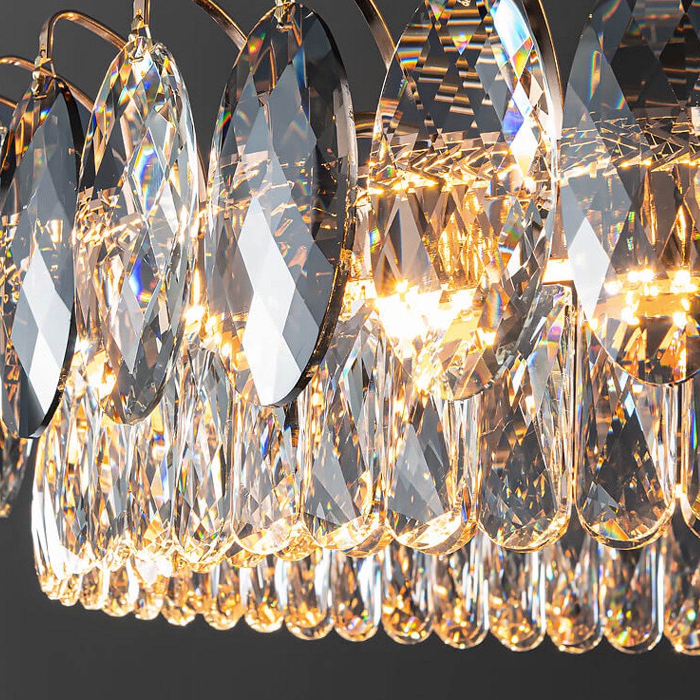 European Light Luxury Round Crystal LED Chandelier